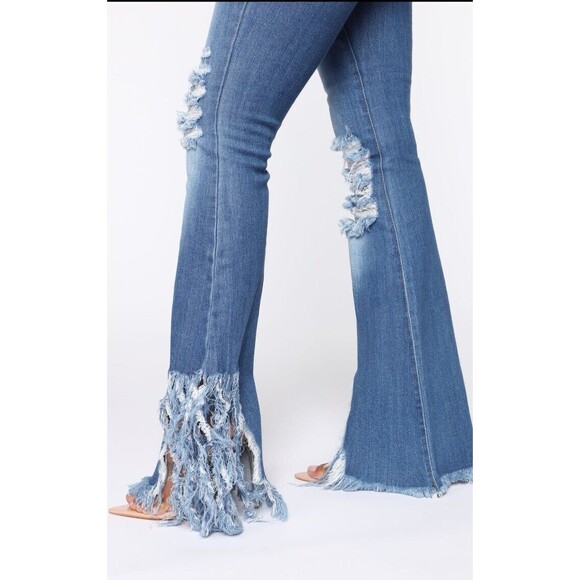 Aphrodite High-Rise Curvy Destructed Flare-Leg Jeans Women's Size 1 (25) - Picture 7 of 14